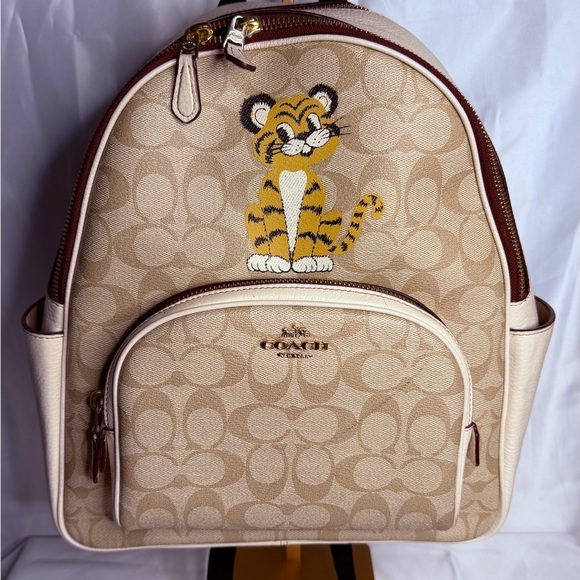 Coach Tan Tiger Motif Backpack